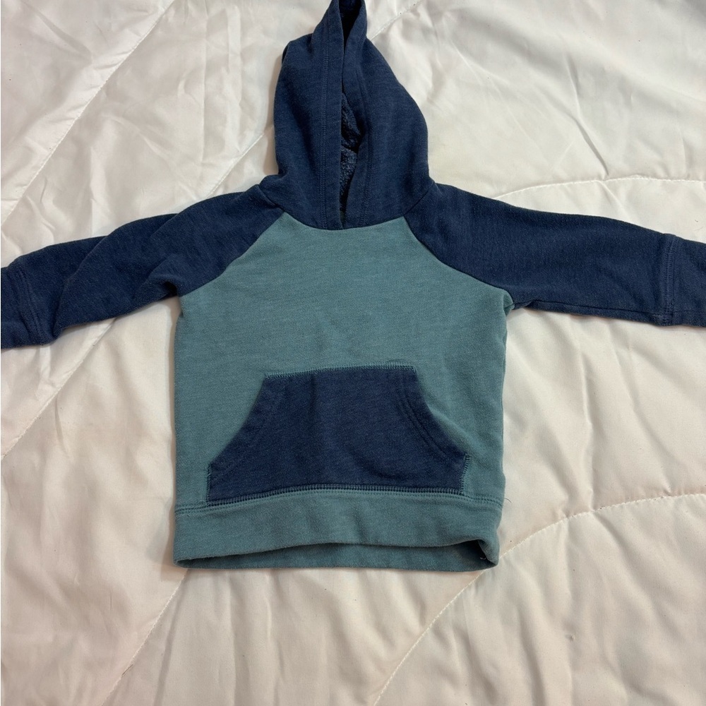 Jumping Beans Softest Fleece in Blue teal and navy blue with hood-12 months